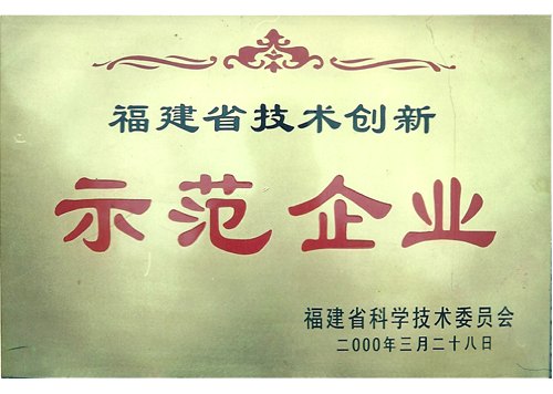 福建省技术创新示范企业奖牌